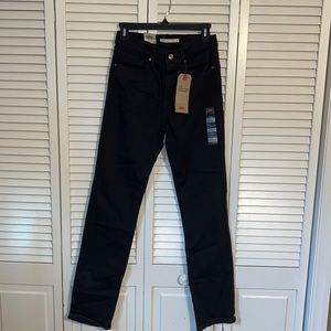 New Black Levi’s 724 High Rise Straight Jean Size 4 Long